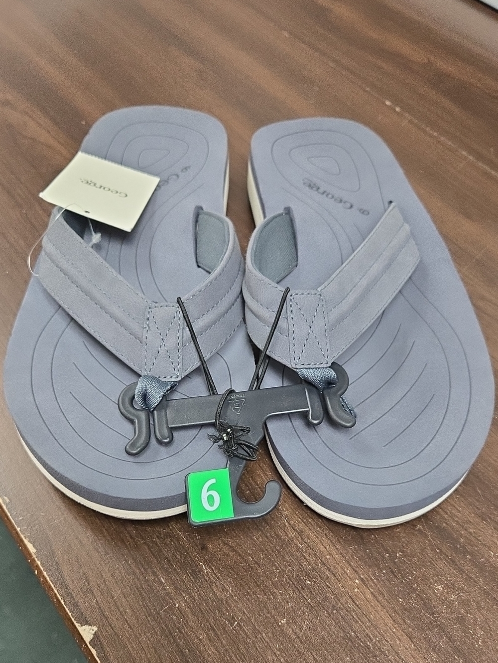 George Size 9 Grey and White Foam Thong Style Flip Flop Sandal
